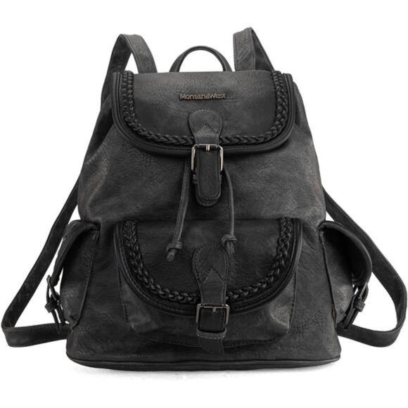 Backpack Purse for Women Washed Leather-dark Grey